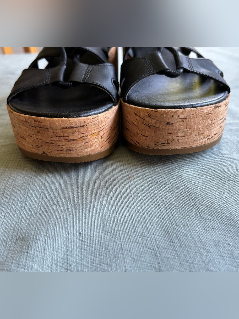 Sorel Black Lace-Up Cork Wedge Sandals - Picture 8 of 8